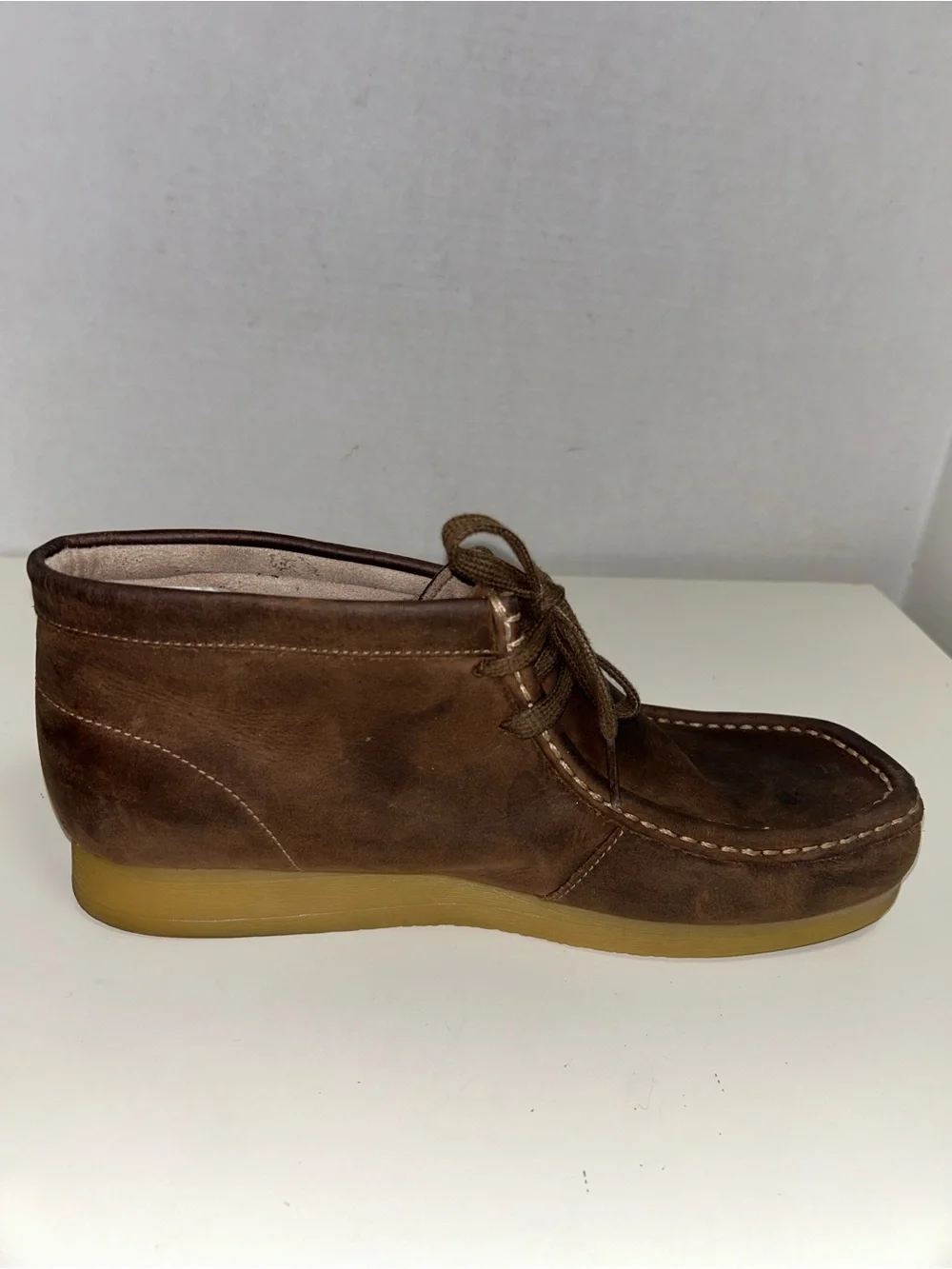 Clarks Stinson Hi Brown Leather Moc Toe Two Eye Chukka Wallabee Boot